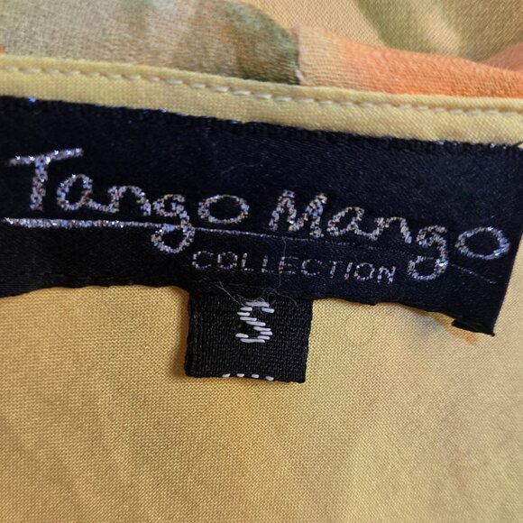 Y2K Tango Mango Yellow Floral Ruffled Dress Size S Asymmetric Hem Fairy - Picture 10 of 11
